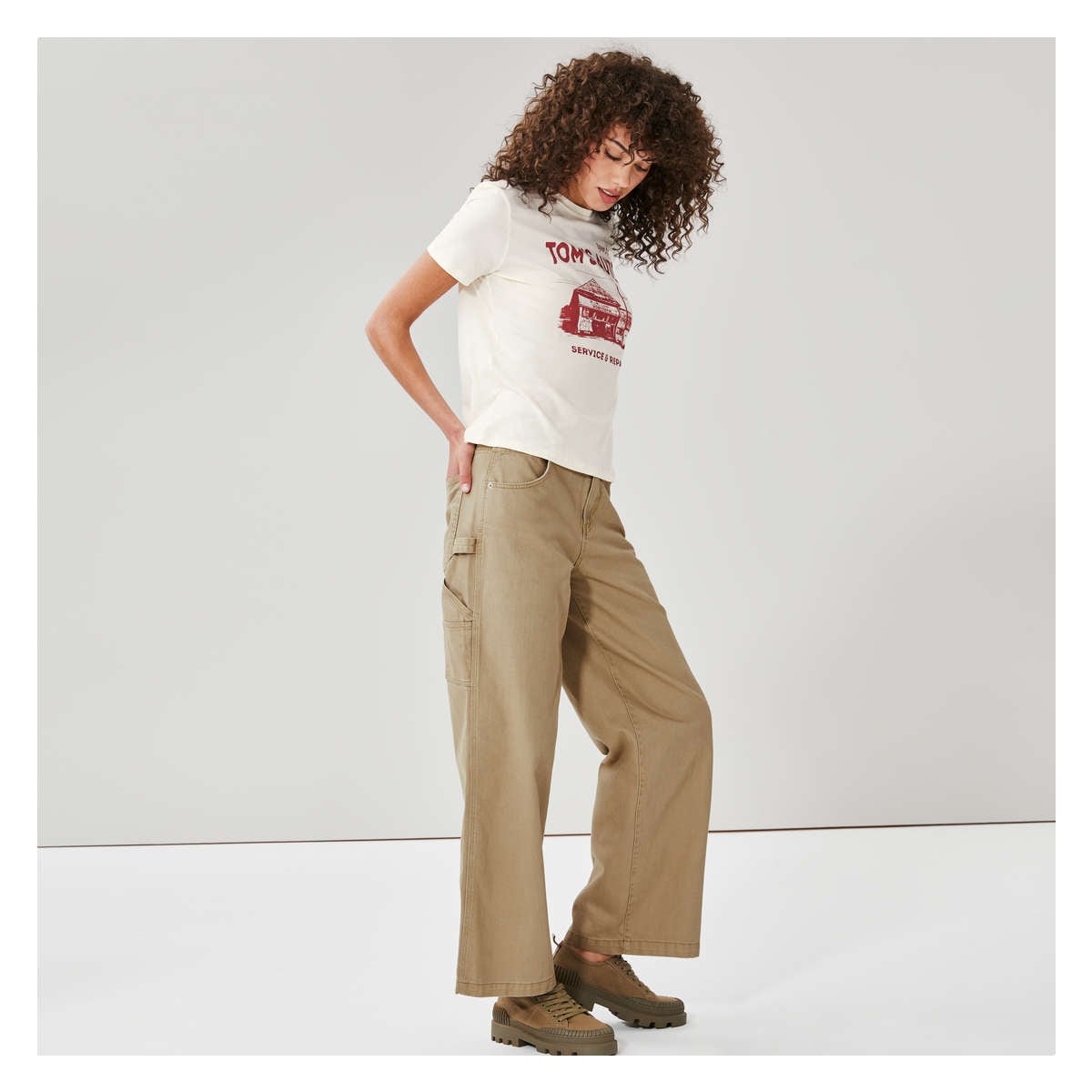 Baggy Carpenter Pant in Dark Khaki Brown from Joe Fresh